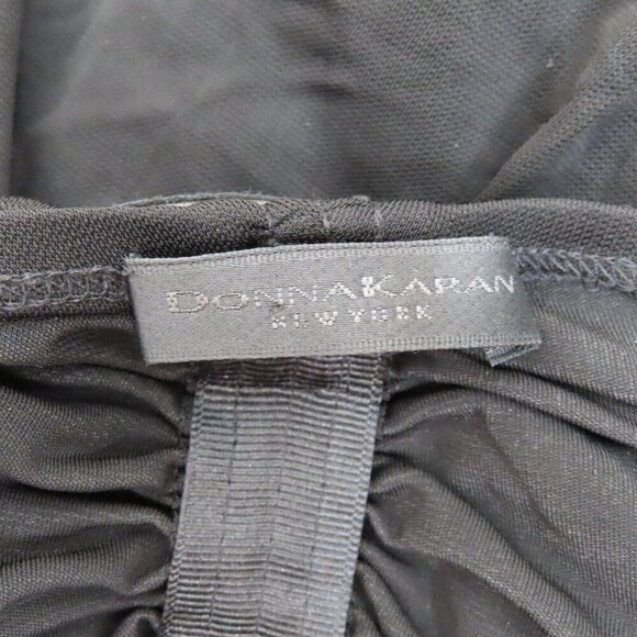 Donna Karan Medium Black Strapless Ruched Dress Leather Straps Union Made VTG - Picture 8 of 12